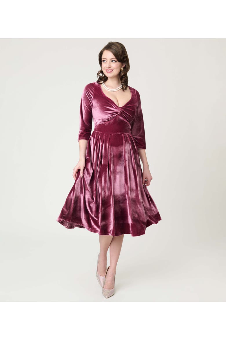 1950s Front Twist Swing Dress, Main, color, Mauve Pink