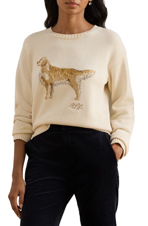 Intarsia Golden Retriever Cotton Sweater