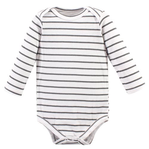 Hudson Baby Cotton Long-sleeve Bodysuits 5-pack In Gray
