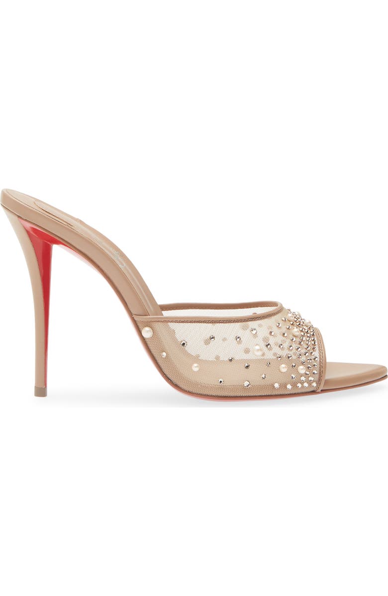 Christian Louboutin Miss Z Crystal Embellished Mesh Pointed Toe Sandal, Alternate, color, Blush/ Blush