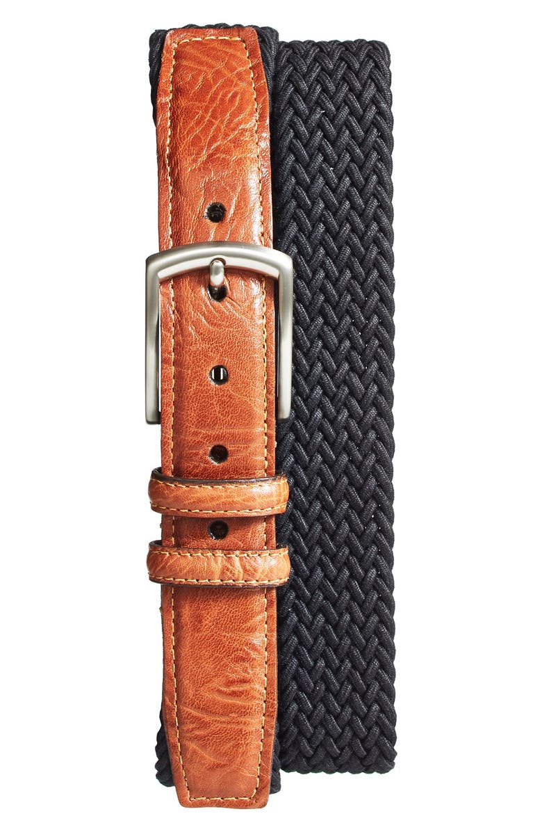 Torino Braided Stretch Cotton Belt, Main, color, Black