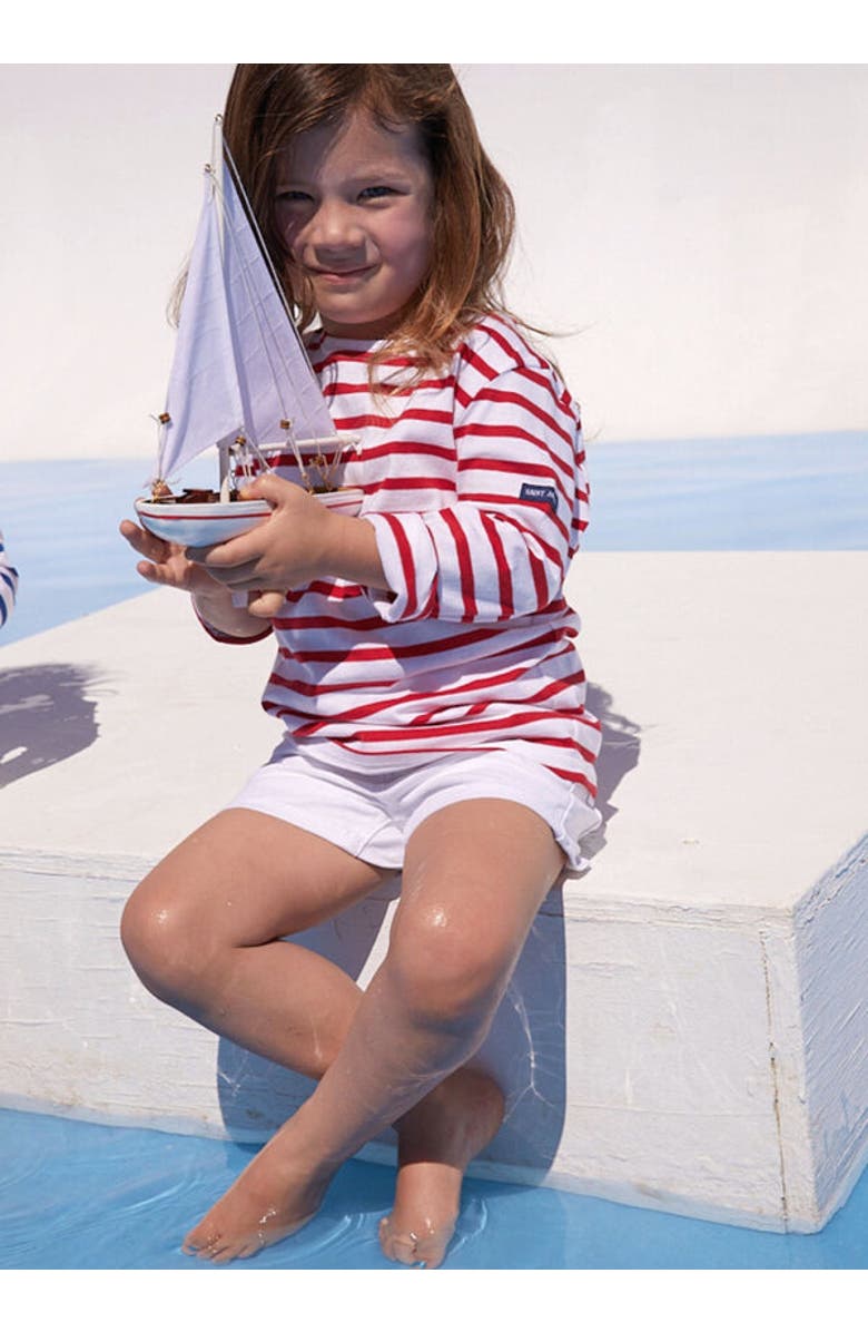 Saint James MINQUIERS KIDS - Authentic Breton Shirt for Kids, Main, color, White/Red