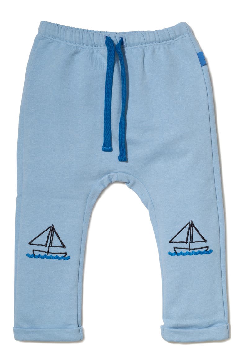Embroidered Cotton Pants, Main, color, PLACID BLUE
