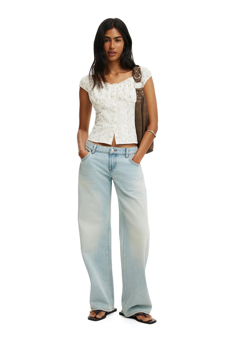 Women's Jamie Off Shoulder Top, Alternate, color, Brittany Bunch Ditsy Coconut