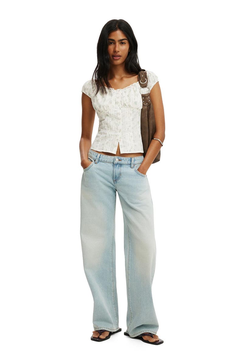 Cotton On Women's Jamie Off Shoulder Top, Alternate, color, Brittany Bunch Ditsy Coconut