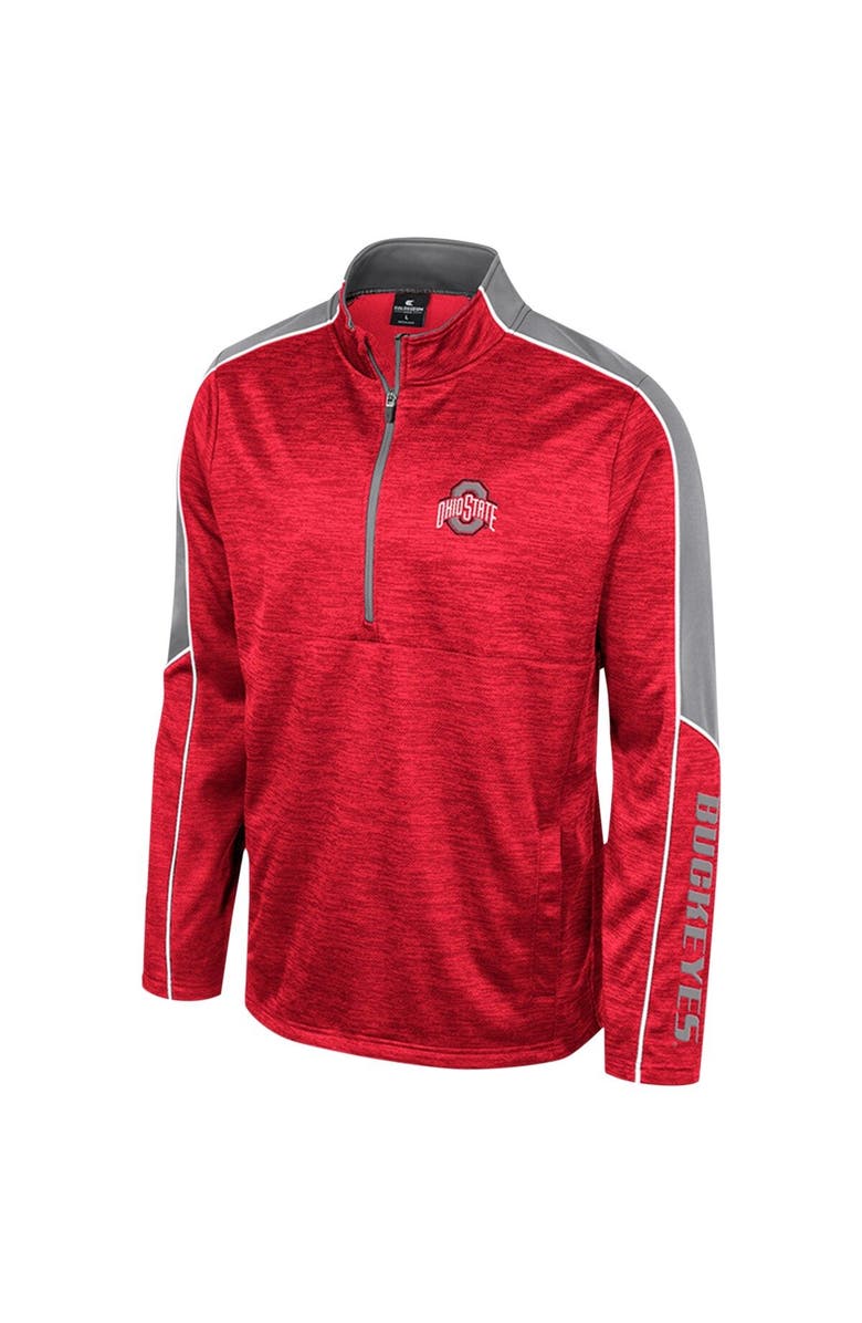 COLOSSEUM Men's Colosseum Scarlet Ohio State Buckeyes Marled Half-Zip Jacket, Alternate, color, Scarlet