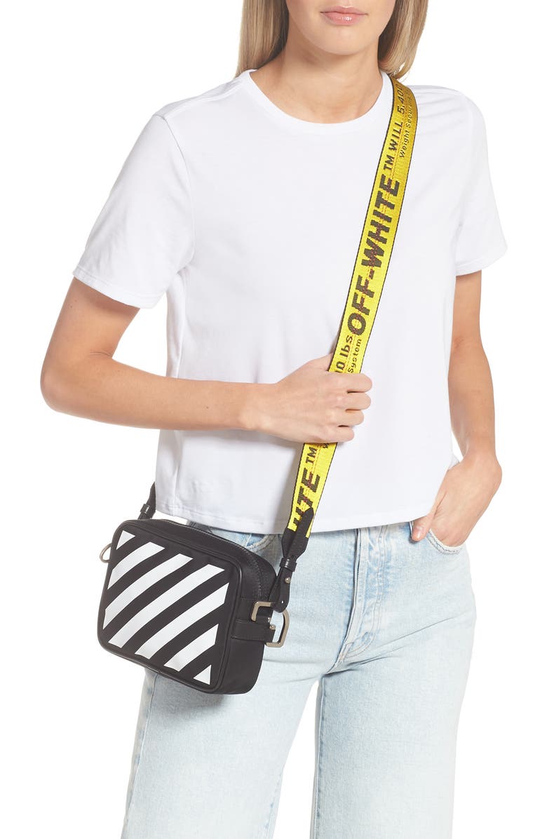 Off-White Binder Diagonal Stripe Nylon Crossbody Bag, Alternate, color,