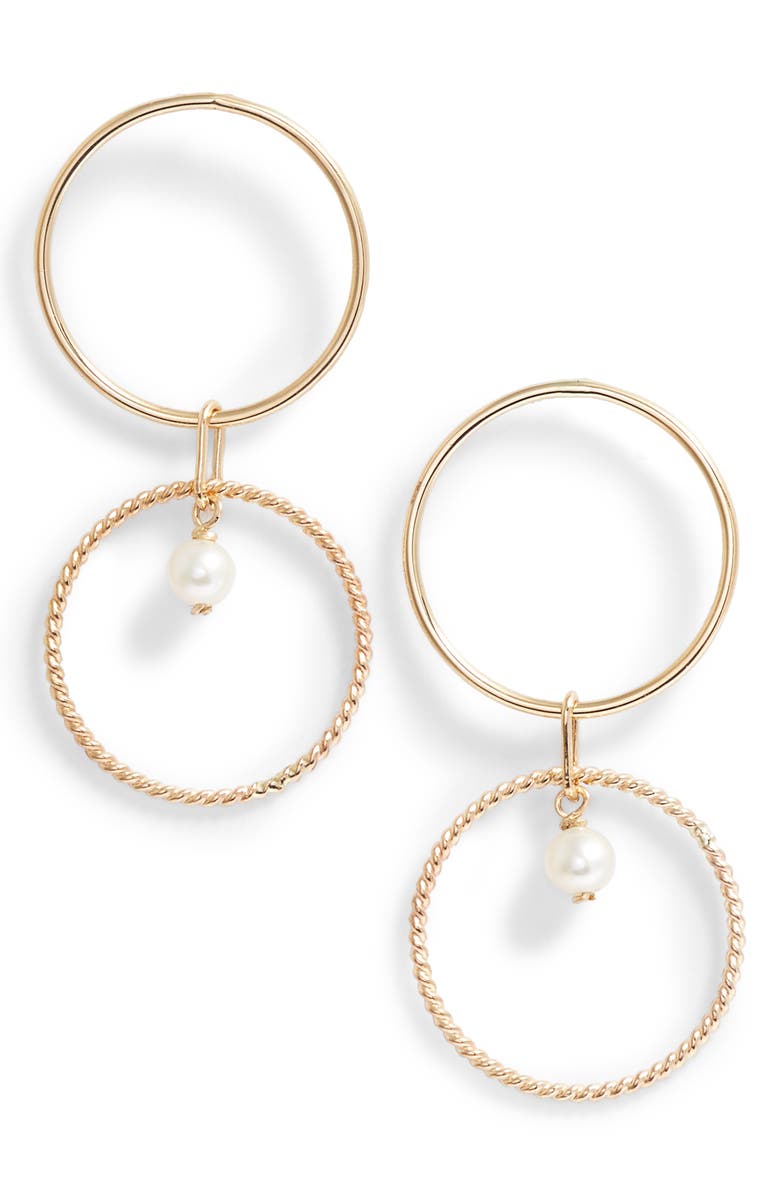 Poppy Finch Pearl Double Hoop Earrings, Main, color,