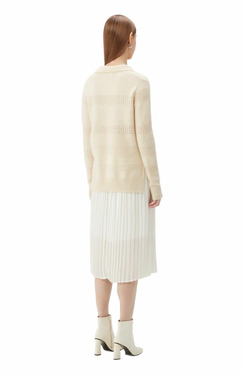 GOBI Mongolian Cashmere Mixed Pattern Cashmere Polo, Alternate, color, Off White