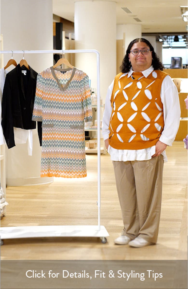 Pointelle Zigzag Knit Shift Dress, sales video thumbnail