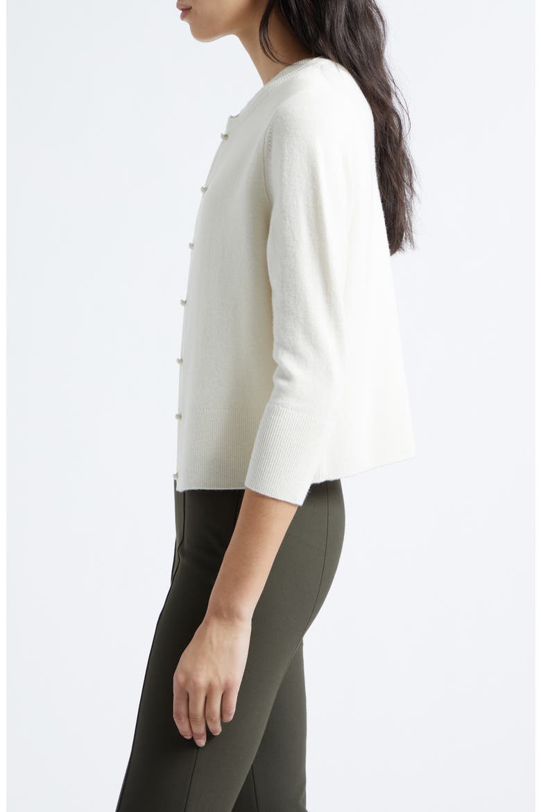 Wool Blend Crewneck Cardigan, Alternate, color, OFF WHITE