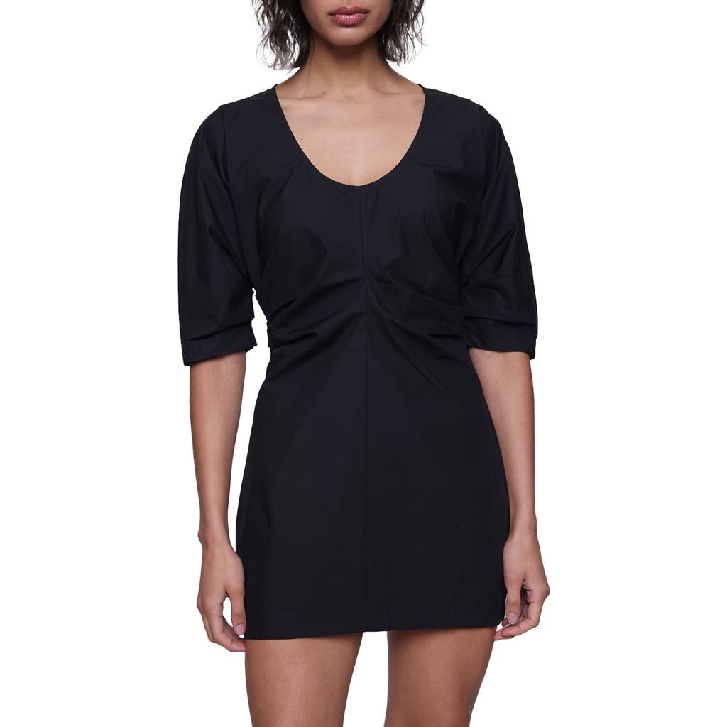 Rebecca Minkoff Stella Center Ruched Cotton Minidress In True Black