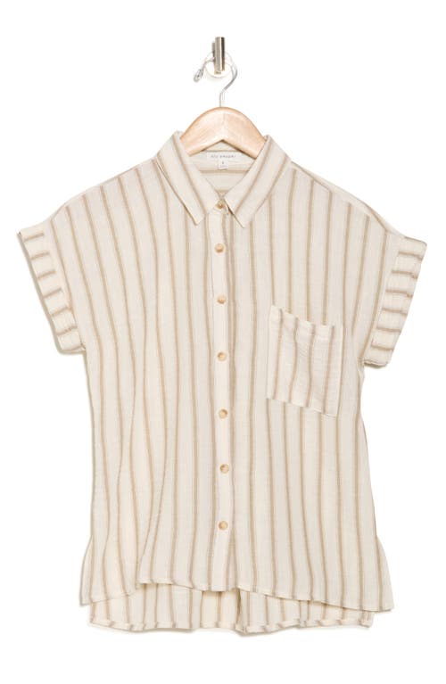 Blu Pepper Stripe Button-up Shirt In Light Khaki