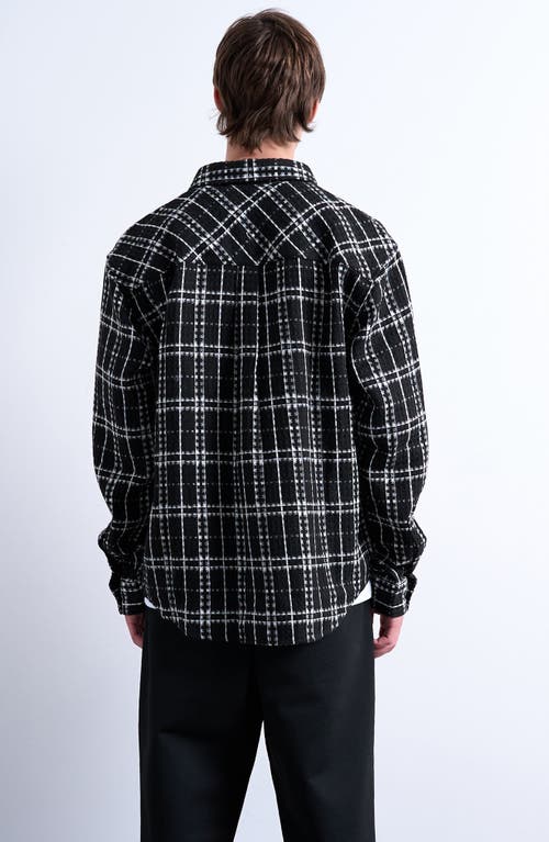 Topman Textured Check Overshirt In Black