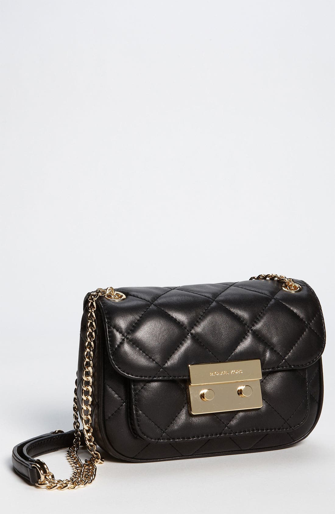 'Sloan - Small' Quilted Shoulder Bag, Main, color, BLACK