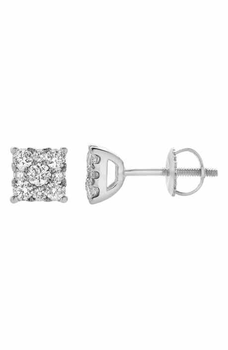 LuvMyJewelry Lab Grown Diamond Square Cluster Stud Earrings