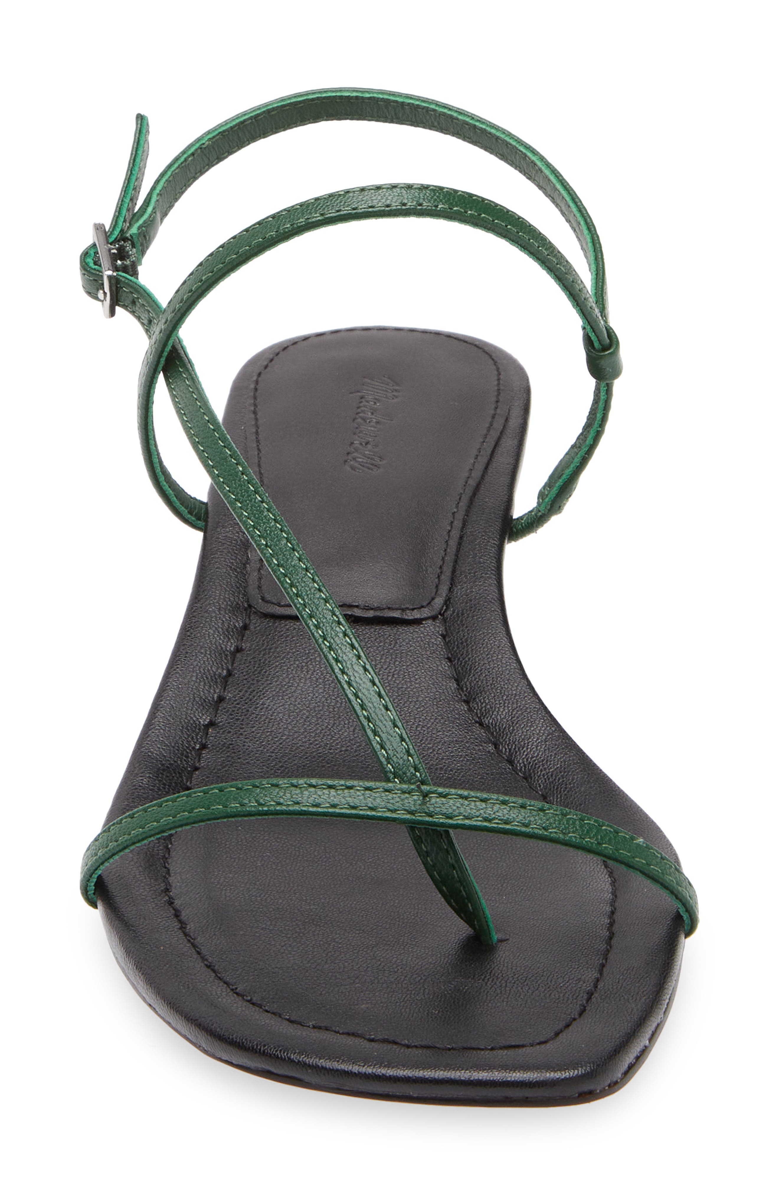 Madewell The Maycie Asymmetric T-Strap Sandal, Alternate, color, Golf Green