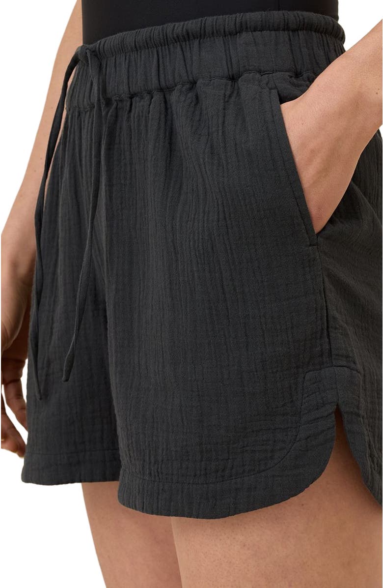 Pact Organic Cotton Coastal Double Gauze Curved Hem Short, Alternate, color, Black