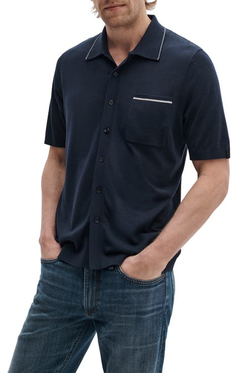 Conrad Silk & Cotton Dalton Knit Button-Up
