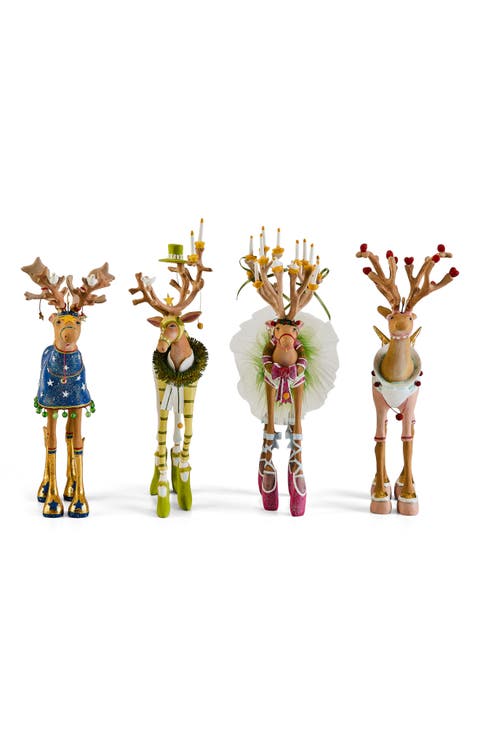 Dash Away 4-Piece Reindeer Ornament Set