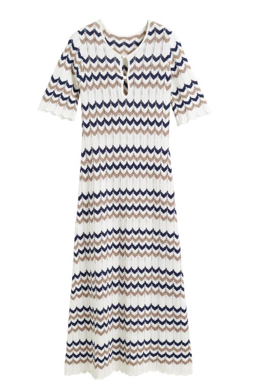 Chinti & Parker Navy Cotton Chevron Stitch Dress In Navy