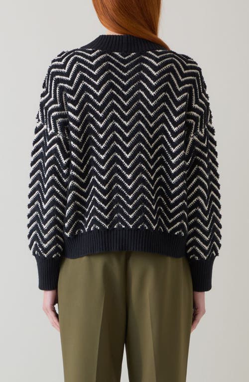 Lk Bennett Millie Chevron Pattern Cardigan In Black