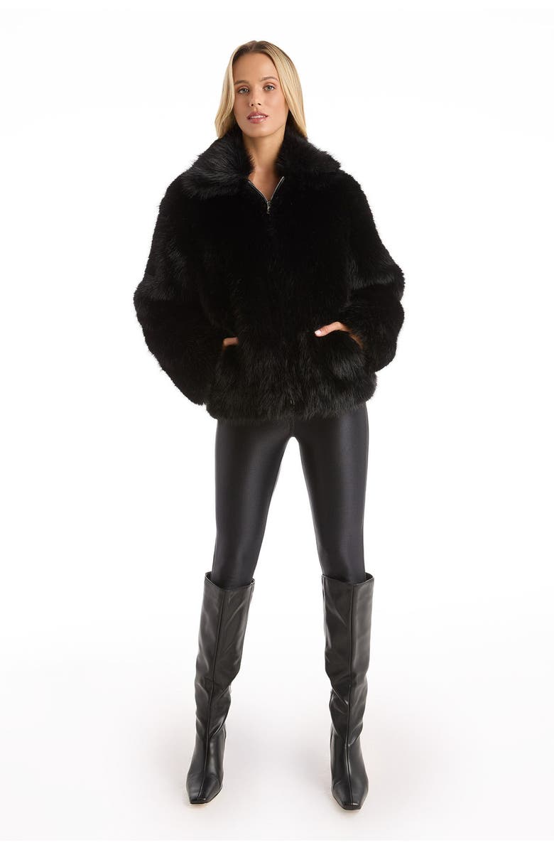 The Noli Shop Dani Faux Fur Coat, Alternate, color, Black
