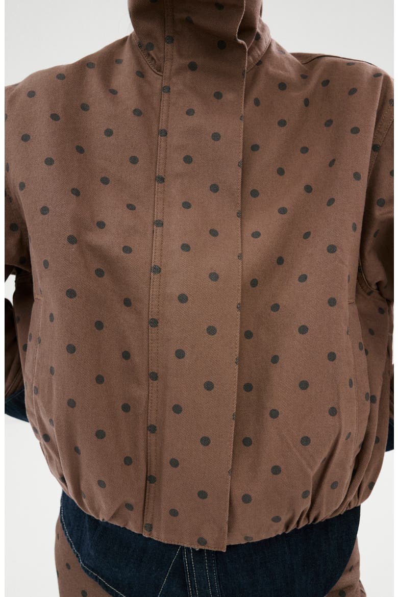 Cazadora Dot Print Denim Bomber Jacket, Alternate, color, CHOCOLATE