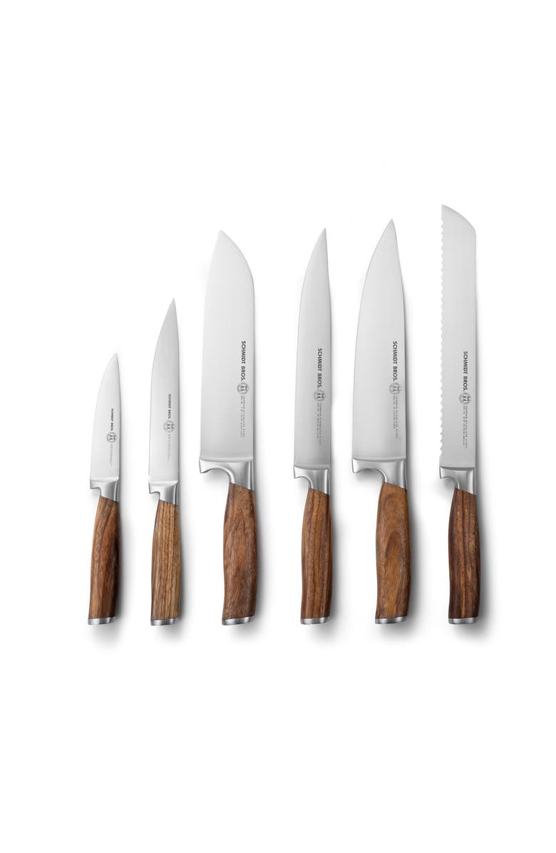 Schmidt Brothers Cutlery Zebra Wood 7-Piece Knife Block Set, Alternate, color, Brown