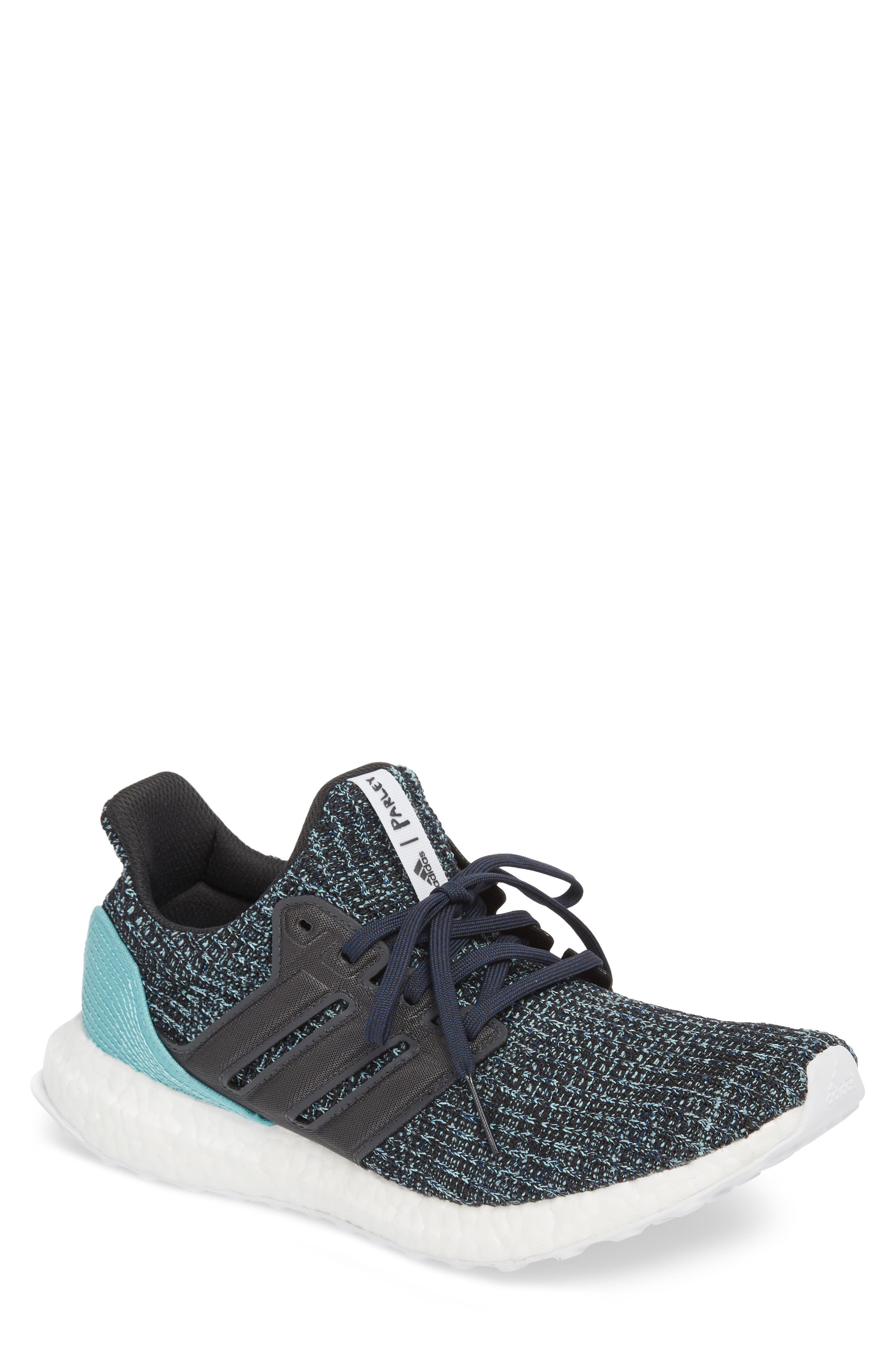 x Parley UltraBoost Running Shoe, Main, color, CARBON / BLUE SPIRIT