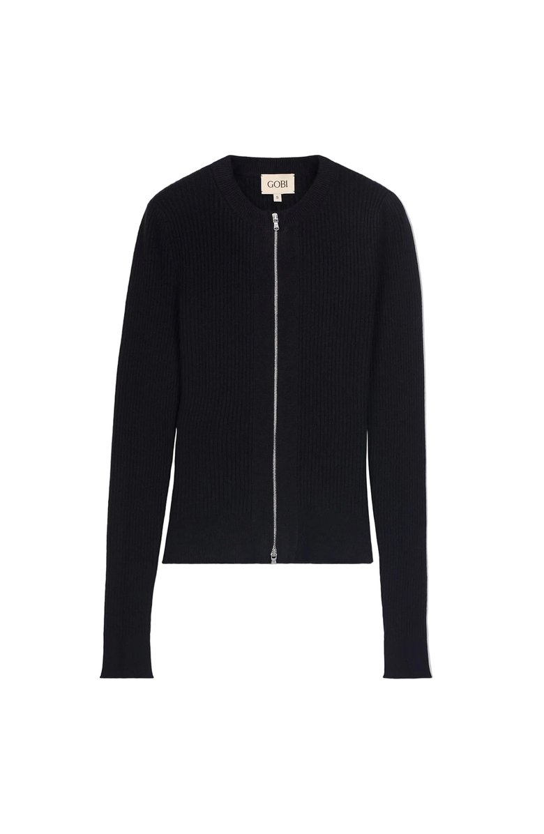 Gobi Cashmere Cashmere Two-Way Zip Cardigan, Main, color, Black
