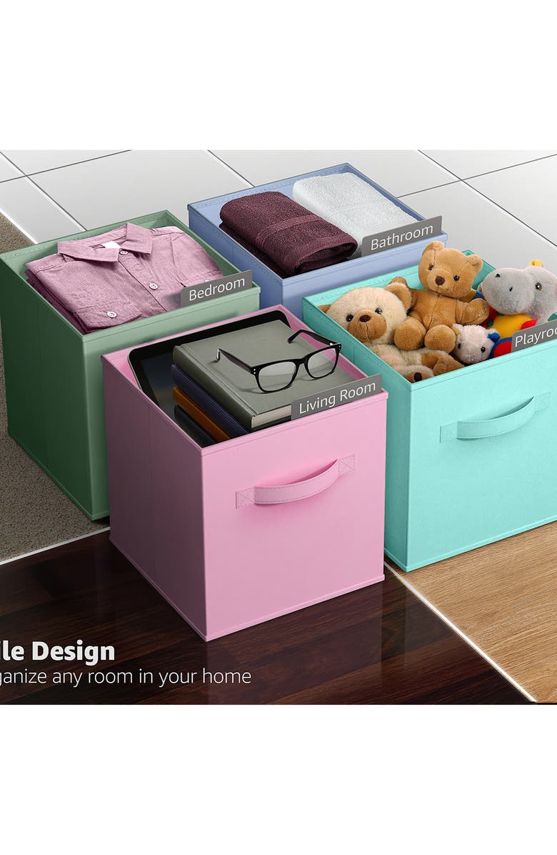 SORBUS 12-Pack Collapsible Storage Cubes, Alternate, color, Green/ Multicolored Pastel