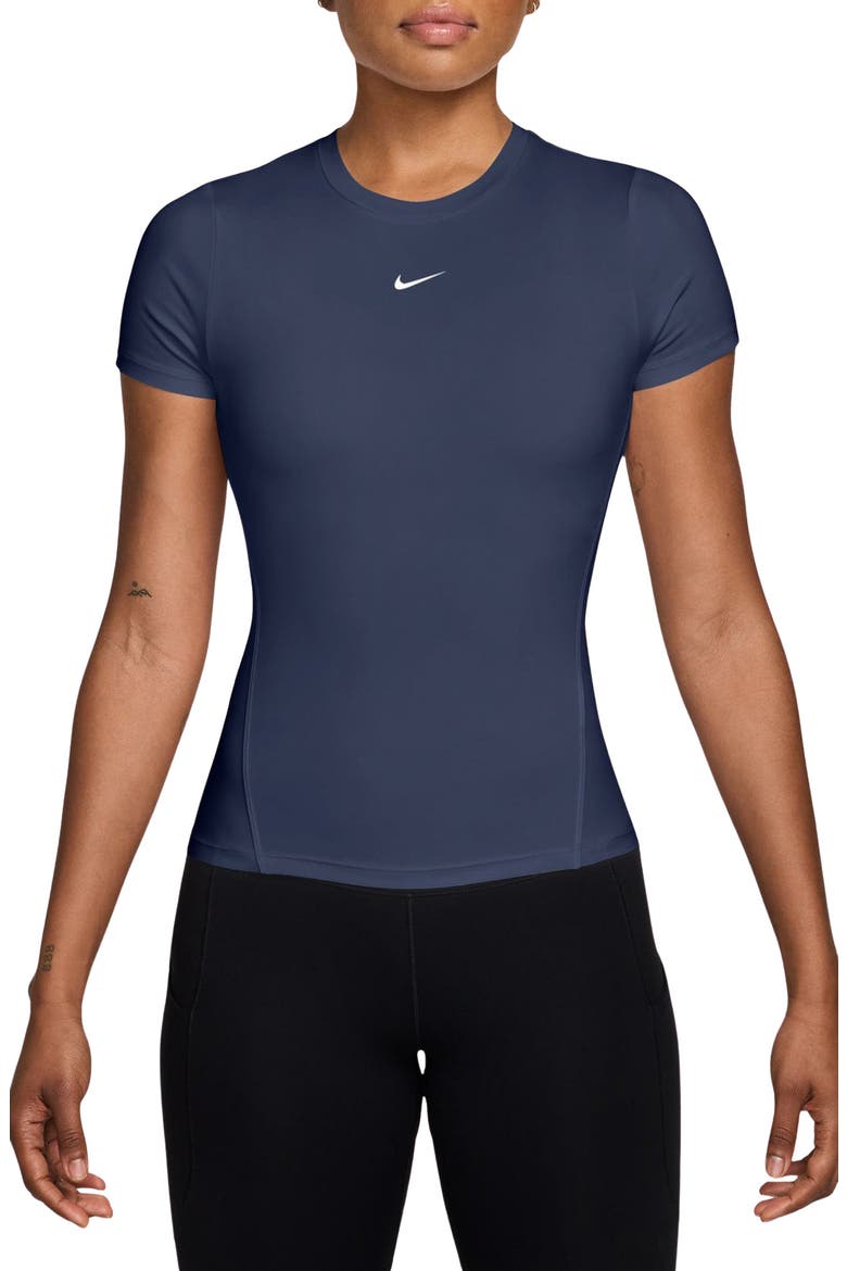 One Fitted T-Shirt, Main, color, MIDNIGHT NAVY/ WHITE