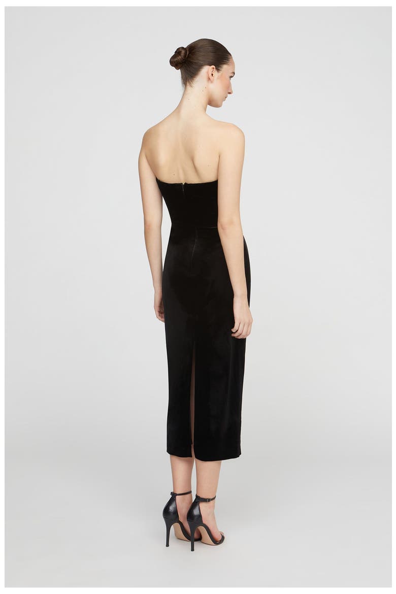 Imara Velvet Midi Dress, Alternate, color, Black