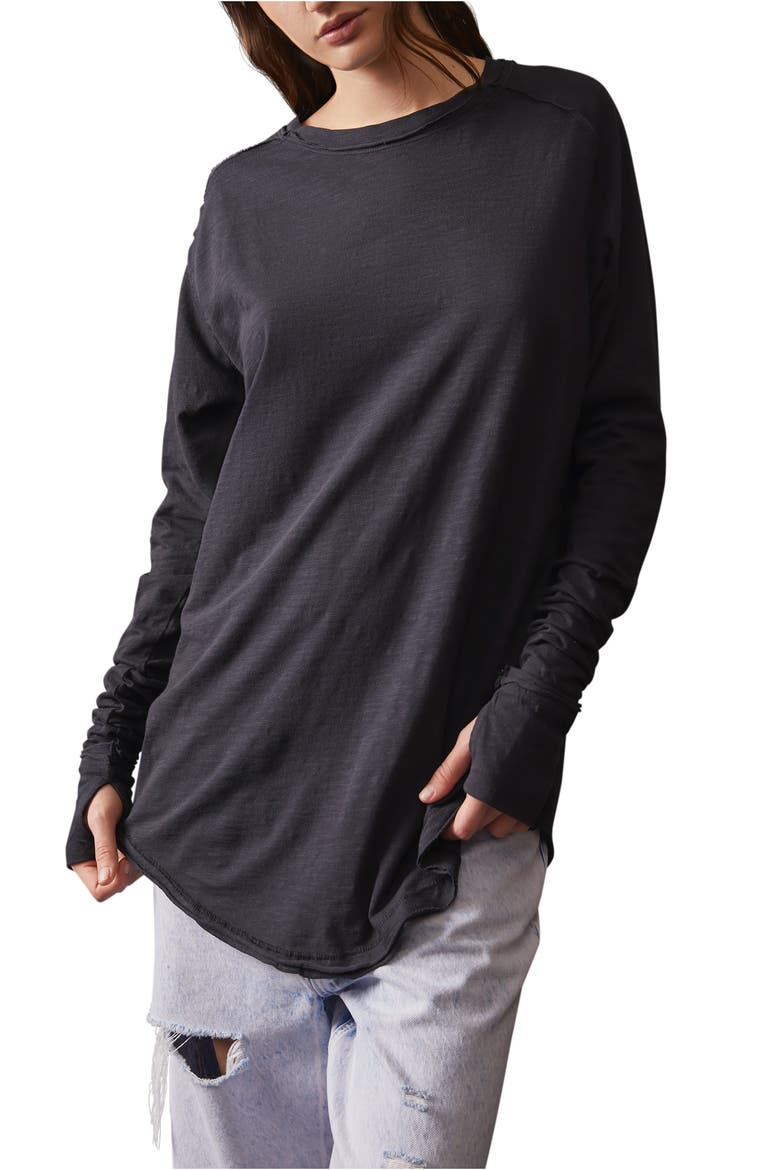 We the Free Arden Extra Long Cotton Top, Main, color, BLACK