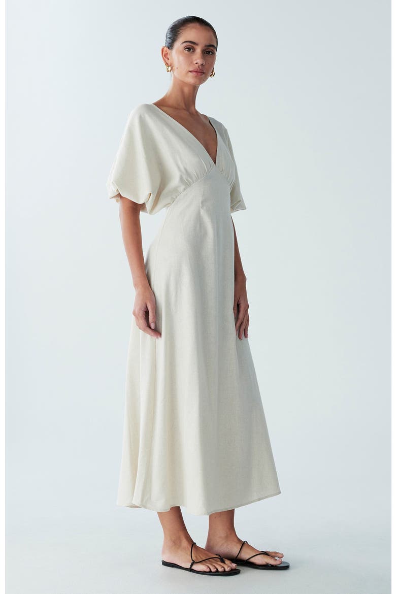 Palm Midi Dress, Alternate, color, Natural