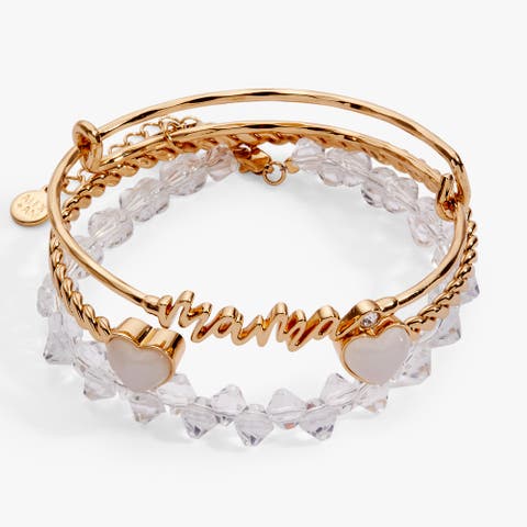 'Mama' Silver Beaded Bangle Set of 3