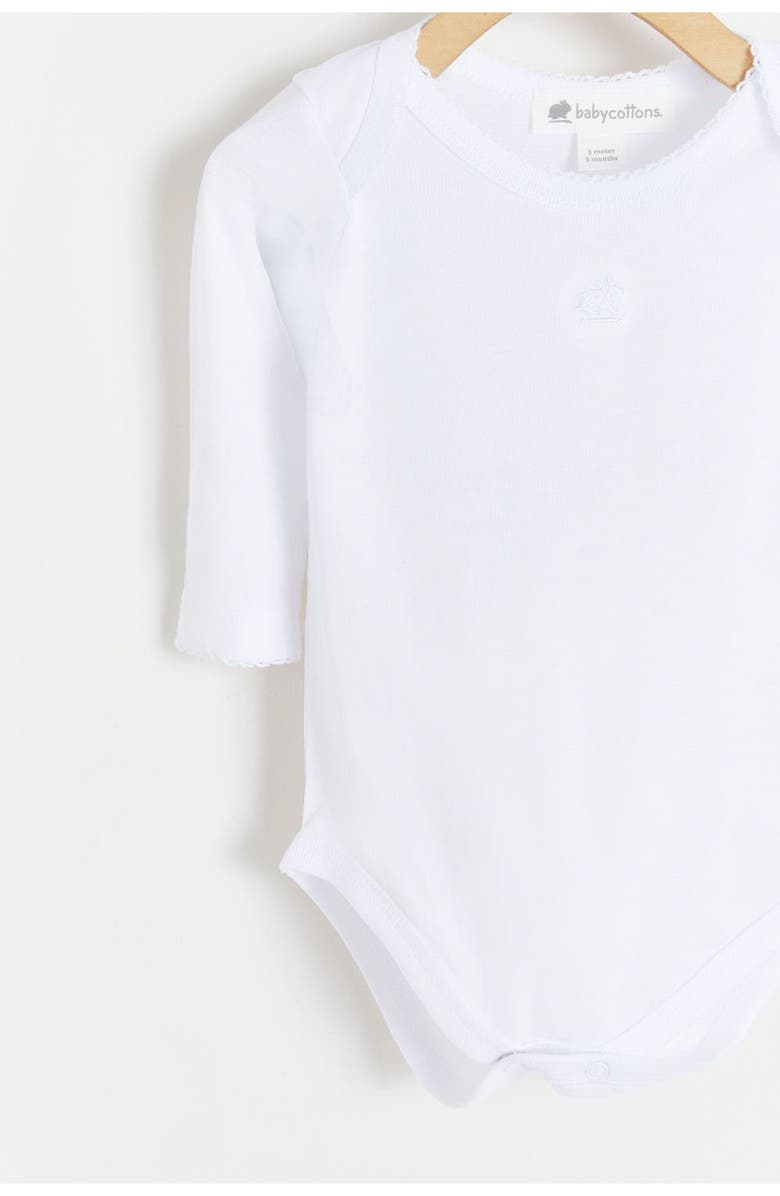 Babycottons Logo Long Sleeve Bodysuit 2-Pack for Infant, Alternate, color, White