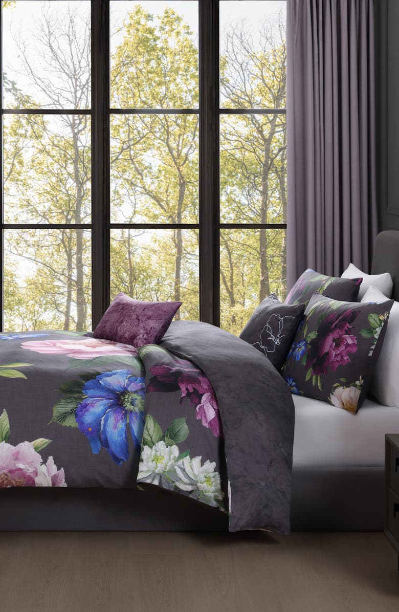 Bebejan Elegant Blossoms 5-Piece Reversible Comforter Set, Alternate, color, Grey