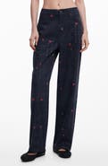 Desigual Check & Cherry Stretch Cotton Twill Pants