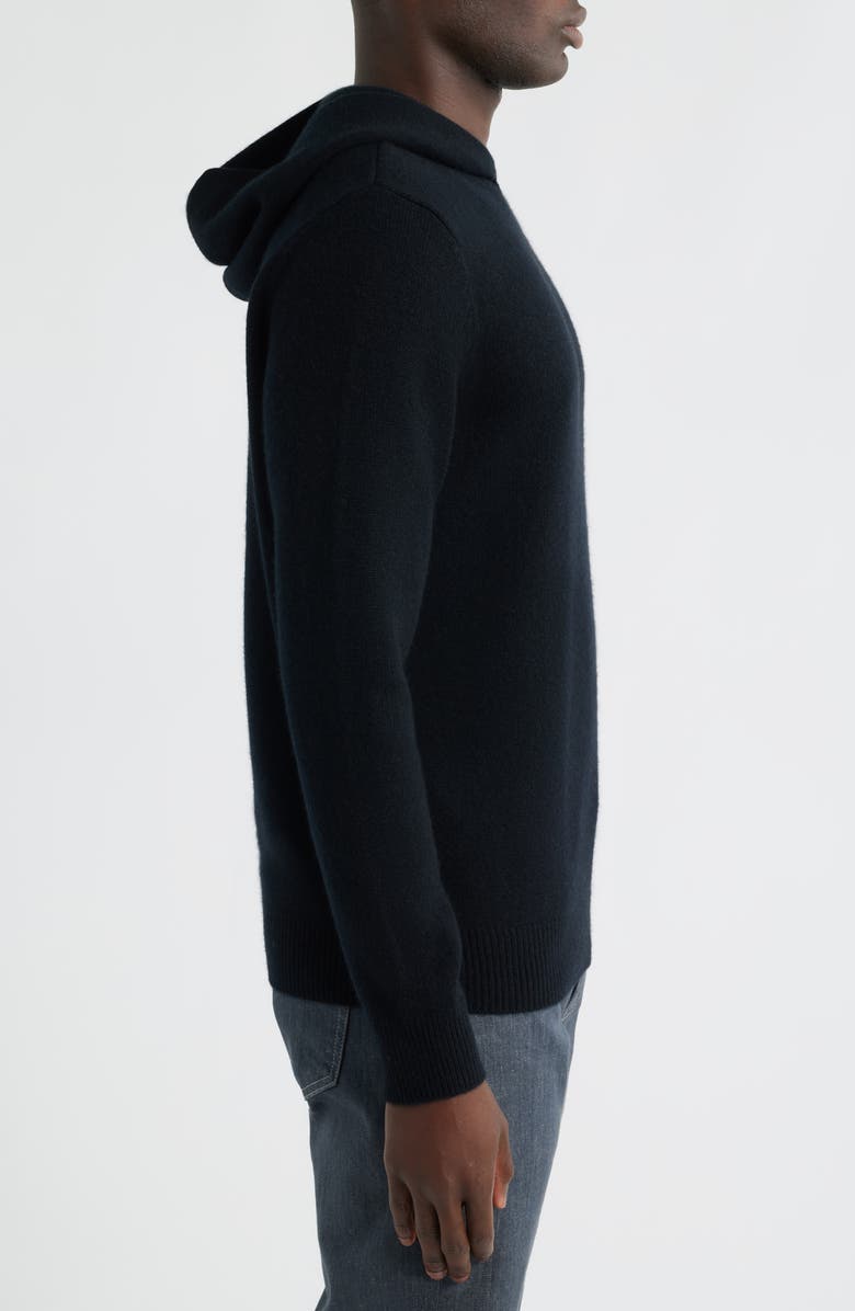 Nordstrom Luxe Cashmere Hooded Sweater, Alternate, color, Black Caviar