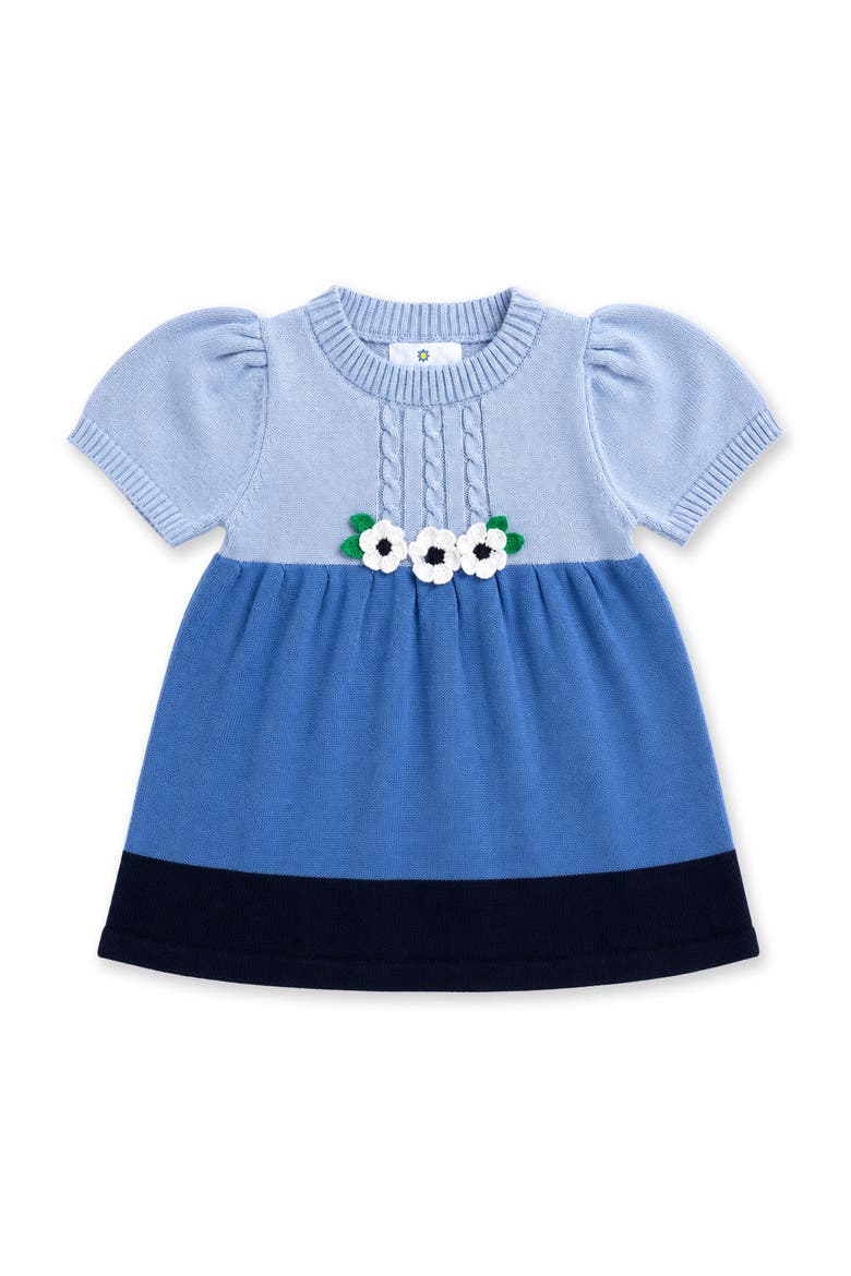 Sweater Dress with Flowers, Main, color, Blue, Navy & White