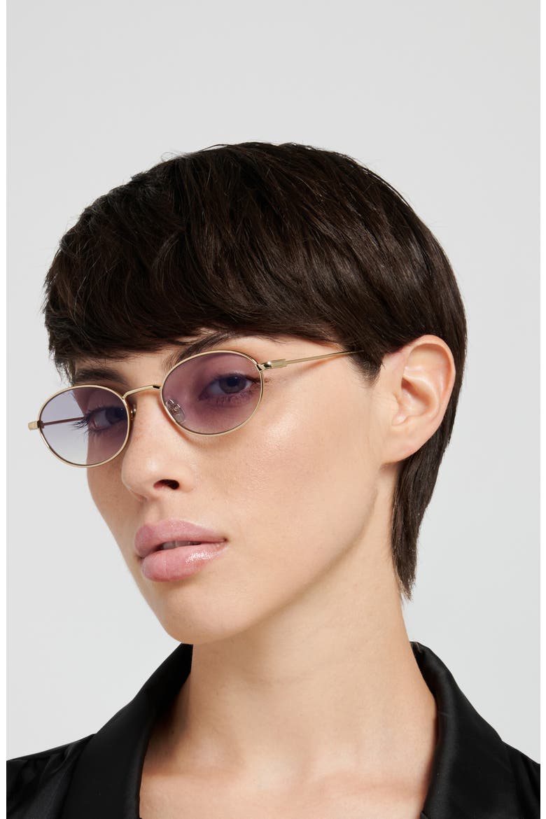 50mm Oval Sunglasses, Alternate, color, GOLD HAVANA/ BLUE SF ANTIREF