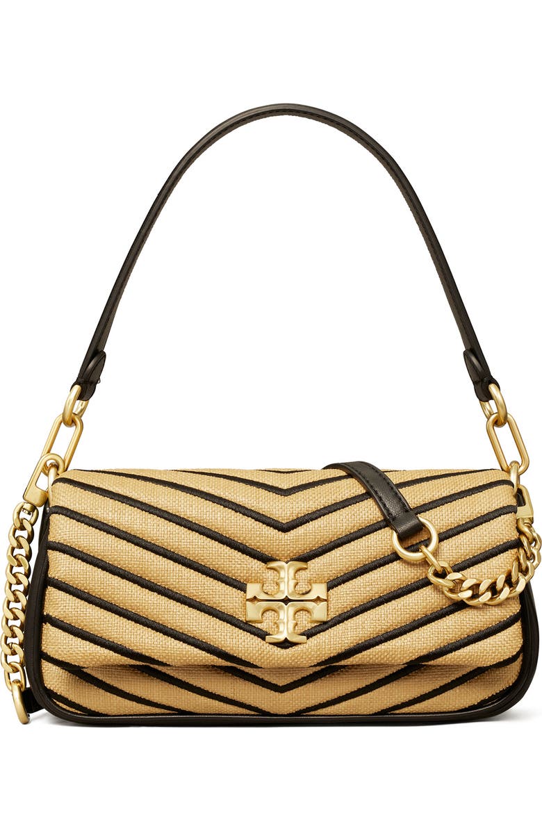 Tory Burch Kira Small Straw Chevron Tassel Shoulder Bag, Main, color,
