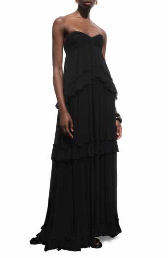 MANGO Strapless Ruffle Maxi Dress