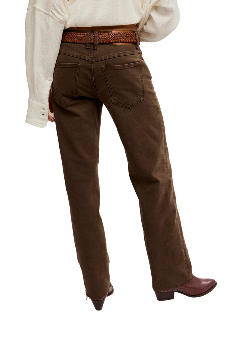 Free People Risk Taker Raw Hem Straight Leg Jeans, Alternate, color, Workwear Brown