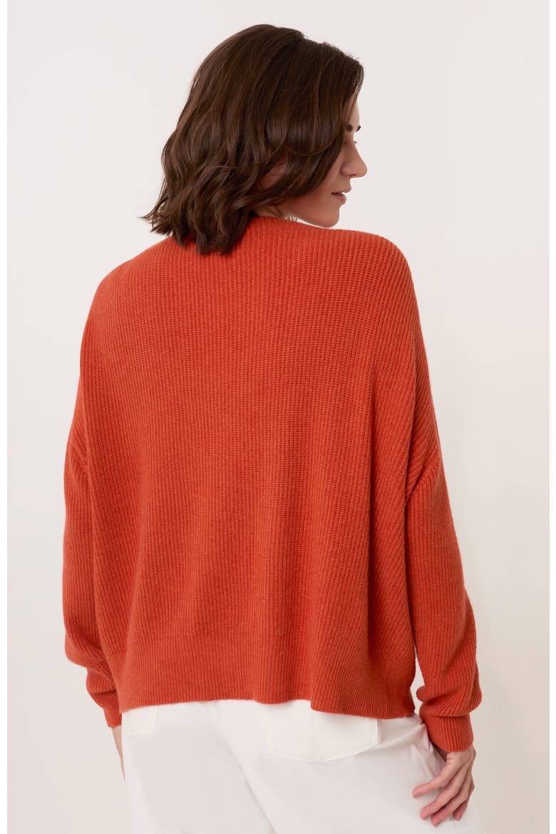 Slouchy Ribbed V-Neck Cardigan, Alternate, color, Burnt Orange