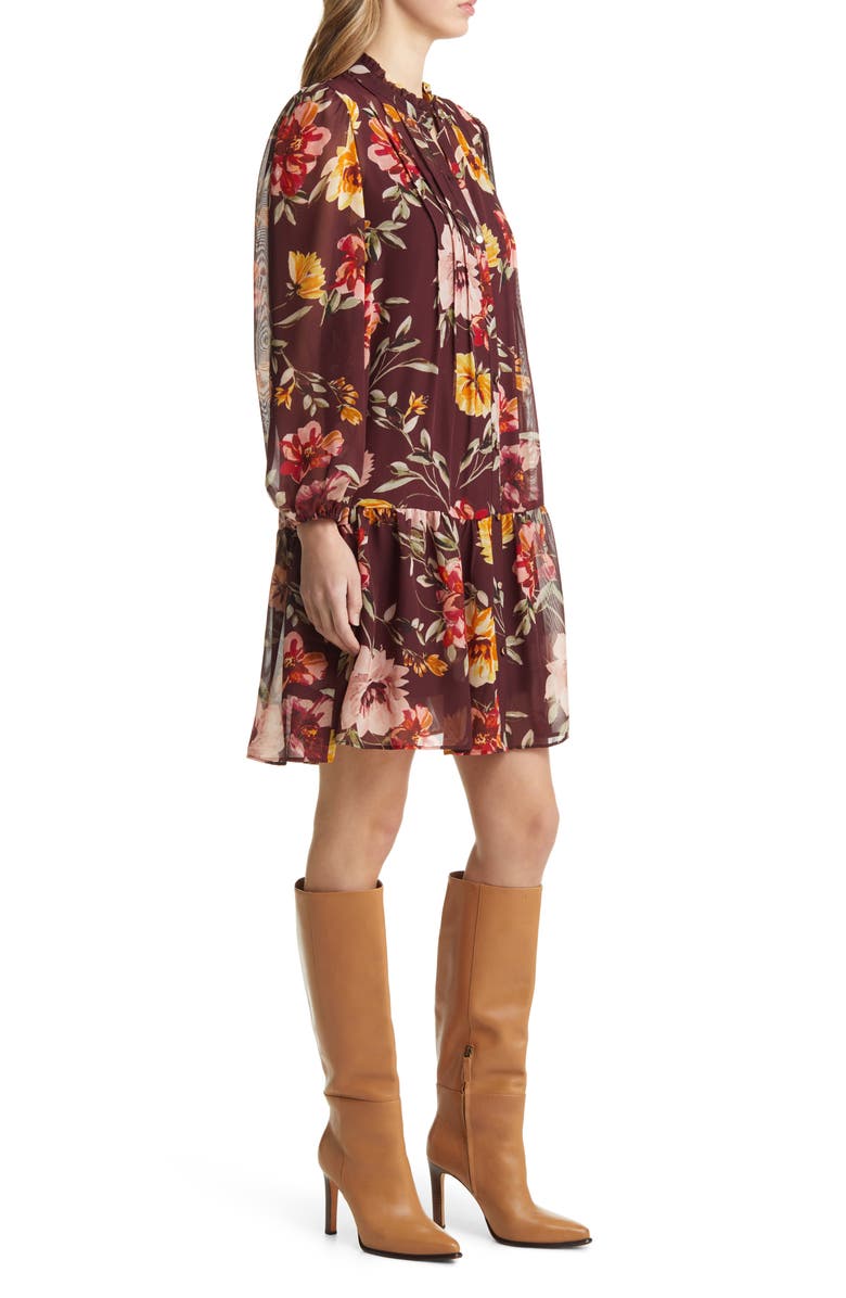 Julia Jordan Floral Pleated Long Sleeve Dress, Alternate, color,