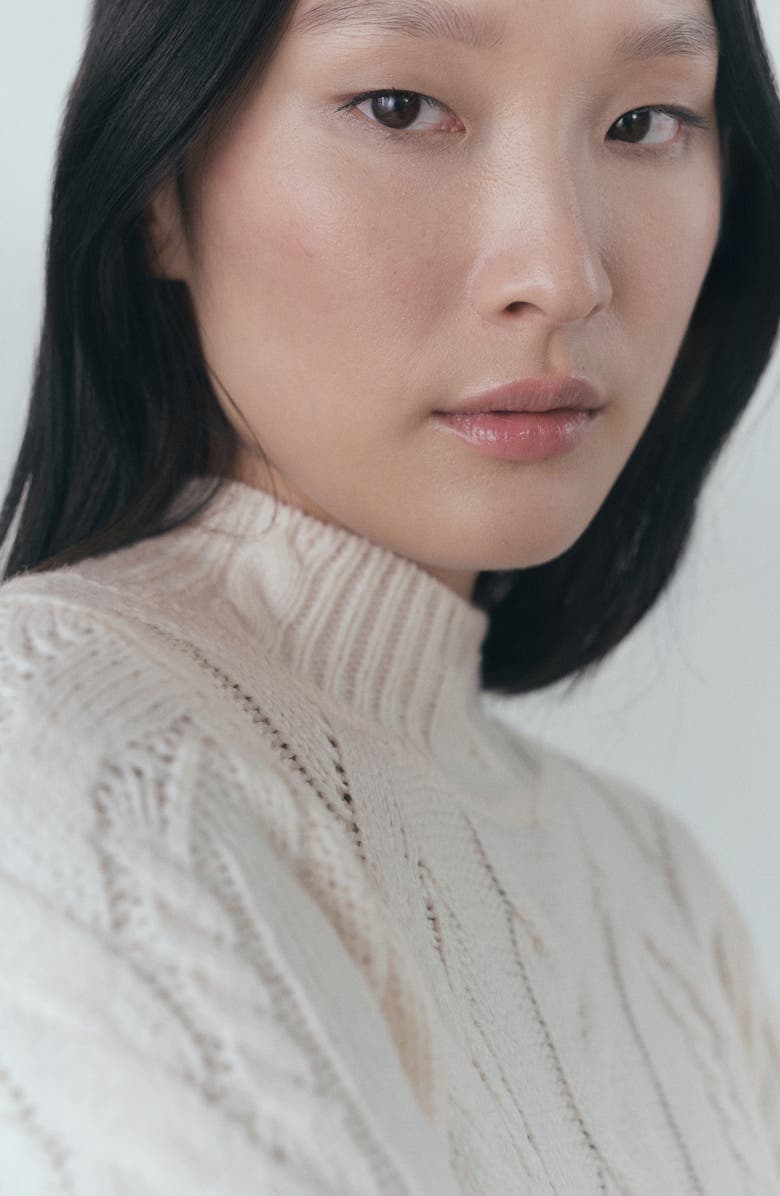 MANGO Perkins Cable Stitch Crop Sweater, Alternate, color,