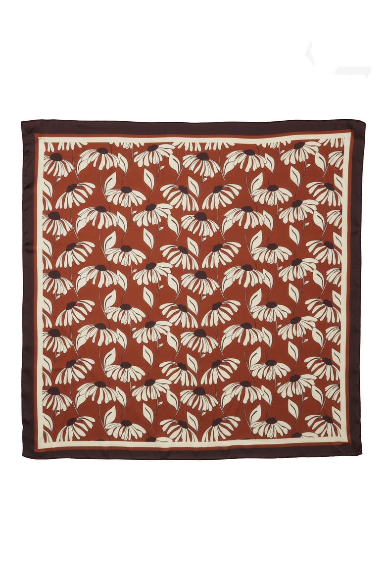 Square Satin Scarf, Alternate, color, RUST CONEFLOWER